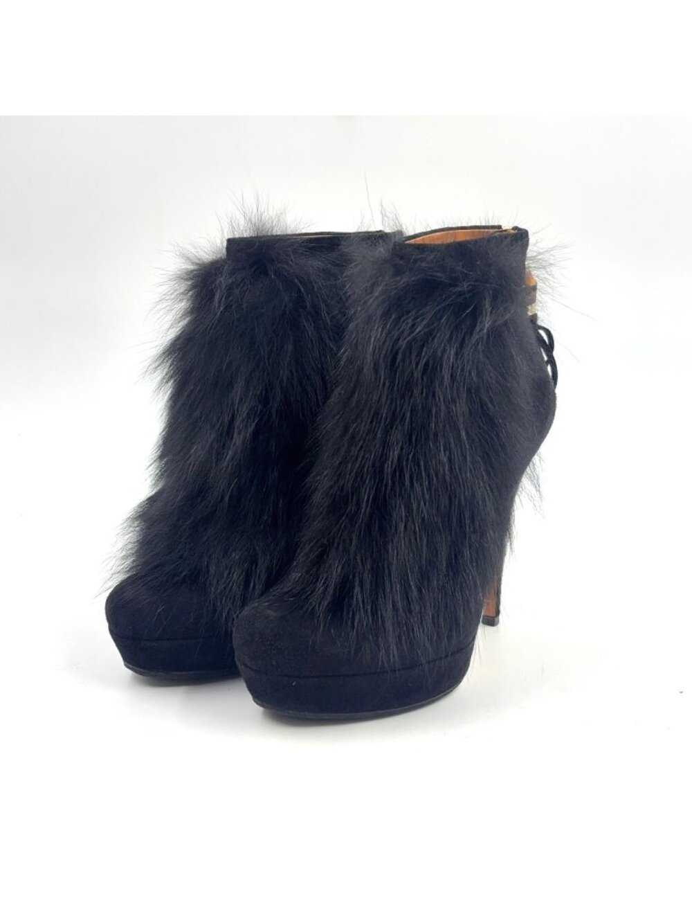 Gucci Mink Suede Ankle Black Boots Gold
